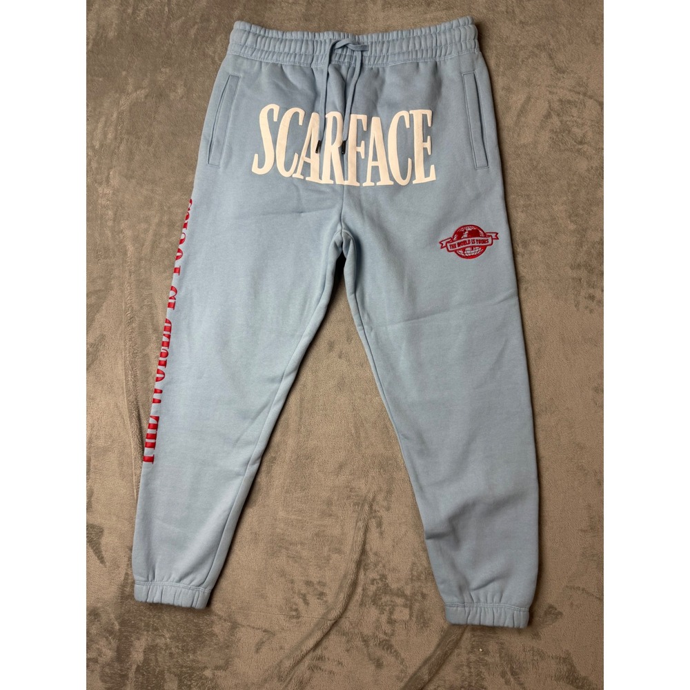 Shoe Palace Scarface Joggers Mens Large Light Blue The World Is Yours Fleece